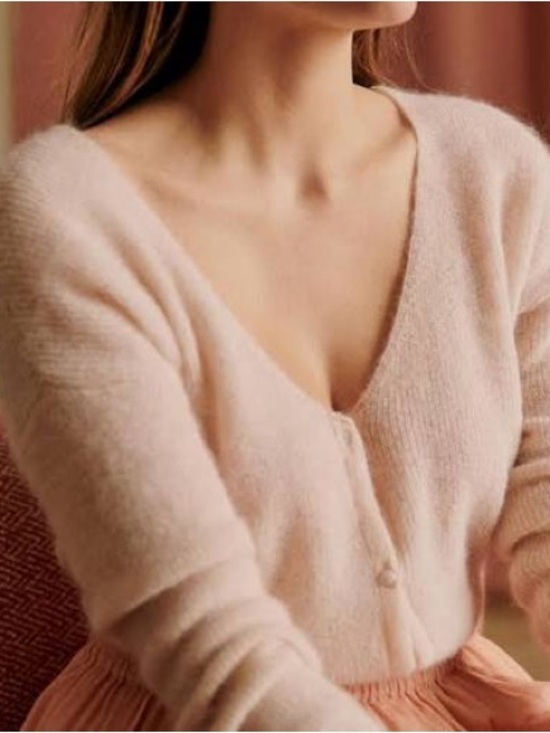 Sezane Sweaters - Sezane “Barry” Cardigan in Light Peach, Size Medium - EUC